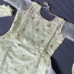 Party wear Indian Designer Maxi Anarkali 3pc suit Wedding Pakistani gown Yellow Size L Photo 9