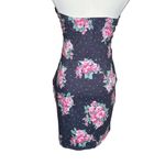 Toska Vtg Y2K Denim Look Polka Dot Pink Floral Strapless Mini Dress Zipper Sz L Photo 5