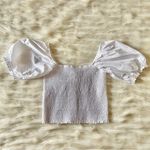 Olivaceous White Puff Sleeve Smocked Cropped Top Sz S Photo 13