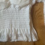 NWOT Smocked waist long sleeve Lace top in white size S/M Photo 9