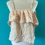 American Eagle  peach pink ruffle tank top with lace edges in size small Photo 0