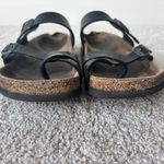 Birkenstock  Mayari Birkibuc Slide On Sandel Black Leather Strap Comfort Support Photo 3