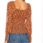 Steve Madden Leopard Print Smocked Top Blouse Long Sleeve Brown Size Medium New Photo 3