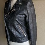 Black real leather moto jacket women’s US size small or 4 Photo 5