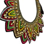 Nine West  Colorful Ethic Mesh Bib collar Maxi Beaded Statement Necklace 32” Photo 7