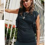 Free People NEW!  BEACH Nassau Mini Little BLACK Dress MEDIUM Bodycon Ruffle $58 Photo 13