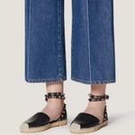 Valentino Garavani Valentino Rockstud textured leather ankle-wrap espadrille flat sandal IT 39 US 9 Photo 5