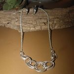 Monet St. Jude Interlocking Rings Chain Necklace Monet Hoop Post Earrings Set Silver Photo 1