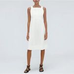 Everlane  White Seersucker Midi‎ Dress M Cotton Sleeveless Resort Wear Vacation Photo 2