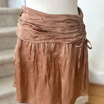 Aerie NWT Light Brown Satin Ruched Tie Mini Skirt Whimsygoth Y2K Coquette Photo 0