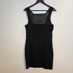 JayGodfrey Black Mesh Panel Cutout Dress Mini High Neck Cocktail Neutral 8 Photo 4