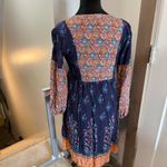 World Market Embroidered Notch Neck Boho Peasant Long Sleeve Midi Dress Floral Photo 3