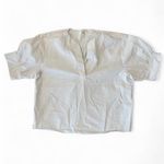 Frame Stripe Split Neck Organic Cotton Popover Top White & Mocha Stripe Large Photo 2