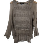 Saks 5th Avenue Saks Fifth Avenue Fairy Silk Top Womens Small Brown Lace Made in Italy Photo 0