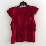 Sam Edelman  Maila Ruffle-Trim Red Peplum Top Size L Women's V‎ neck Viscose NEW Photo 4