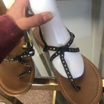 American Eagle black strapy studded faux leather buckle strap sandals 9.5 Photo 6