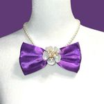 “Dainty Dapper”Elegant Purple Satin bowtie necklace with pearl design. Photo 3
