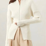 ALC Frank A.L.C. Noa cream ribbed zip up Cardigan sweater Small Photo 0