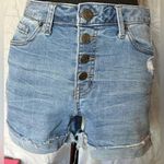 Mudd  Button Fly Blue Jean Shorts High-Waisted Distressed Photo 0