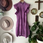 SEA Micah Solid Ramie Flutter Sleeve Dress Women's SIZE MEDIUM Style #SEAAA21892 Purple Photo 2