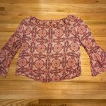 Sanctuary  Boho Peasant Top Large | Burgundy Orange Paisley‎ Fall Blouse Photo 5