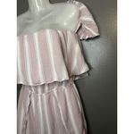 American Eagle  Outfitters Jumpsuit Womens Small Pink White Stripe Off Shoulder Photo 3