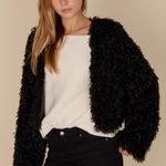 Blue Blush Black Fluffy Jacket  Photo 0