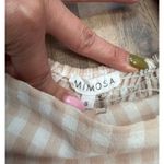 Mimosa Beige Gingham Puff Sleeve Crop Top Smocked Back Size Small Photo 2