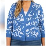 89th + Madison Abstract Open Cardigan Sweater Size 2X Star Sapphire Combo New Blue Photo 1