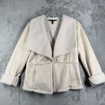 White House | Black Market Jacket Women L Neutral Faux Shearling Drape Coat Winter Photo 1