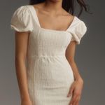 Anthropologie NEW WITH TAGS x Maeve Puff-Sleeve Square-Neck White Mini Dress Photo 0