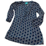 Escapada  Navy Blue and White Geometric Dress with Scrunch Waist Size Large‎ Photo 0