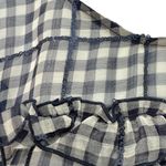ZARA Navy Blue White Gingham Sequin Flutter Sleeve Sheer Peplum Blouse size M Photo 5