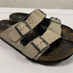 Birkenstock  Arizona Beige Leather Birko-Flor Slide Sandals EU 37 US W6 Narrow Photo 0