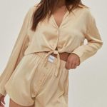 Nasty Gal  Satin Tie Front Pyjama shorts Set in Champagne Photo 8