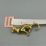Vintage Gold Tone Cat Brooch | Figural Sitting Cat Pin Photo 6