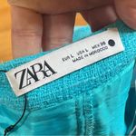 ZARA  Pleated Textured Interior Compression Shorts Mini Skirt Skort Sky/Blue Sz L Photo 4