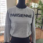 ELL And EMM Black & White Breton Stripes Parisienne High Neck Sweatshirt Photo 0