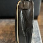 Lancome Paris Black Faux Leather Round Travel Cosmetic Bag Train Case 12" x 11" Photo 3