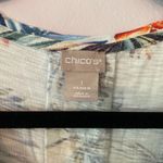 Chico's Tropical Print Short Sleeve V-neck Shirt Cotton Blend Women's 1 / Medium Photo 1