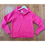 On 34th pink ribbed collared vneck sweater small Pink Photo 9