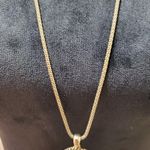 Womens Vintage Gold Tone Faux Pearl Cabochon Rhinestones Necklace Photo 3