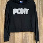 PONY Womens Black Cropped Hooded Pullover Sweater Large Photo 0