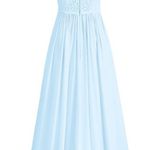 Sky Blue Lace Chiffon One Shoulder Maxi Dress EUC Size 0 Photo 4