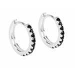 Boutique NEW Black‎ Onyx Sterling Huggie Hoop Earrings, 9mm Photo 4