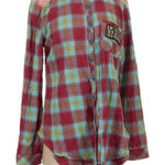 Aratta Silent Journey Plaid & Scenic Button Down Shirt M Red Blue Size M Photo 0