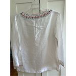 J. McLaughlin  100% linen V-neck embroidery top blouse white size 6 Photo 2