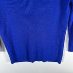 St. John Cobalt Blue Ribbed Knit Sweater Womens Sz M Designer Wool Silk Cashmere Photo 8
