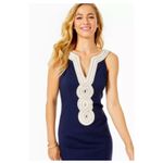 Lilly Pulitzer  Valli Shift Dress Size 6 Navy Blue Metallic Nautical Preppy Beach Photo 2