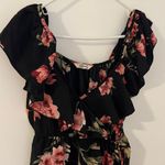 Blush  Black Dress with Floral Accents Photo 2